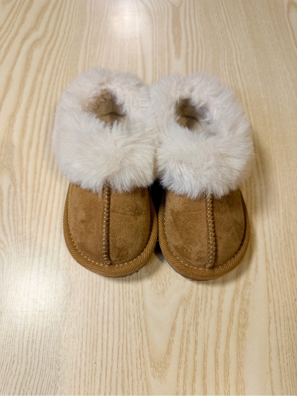 Cat & Jack Toddler Hard Sole Cozy Faux Fur Lined Slippers - Tan Size 7C